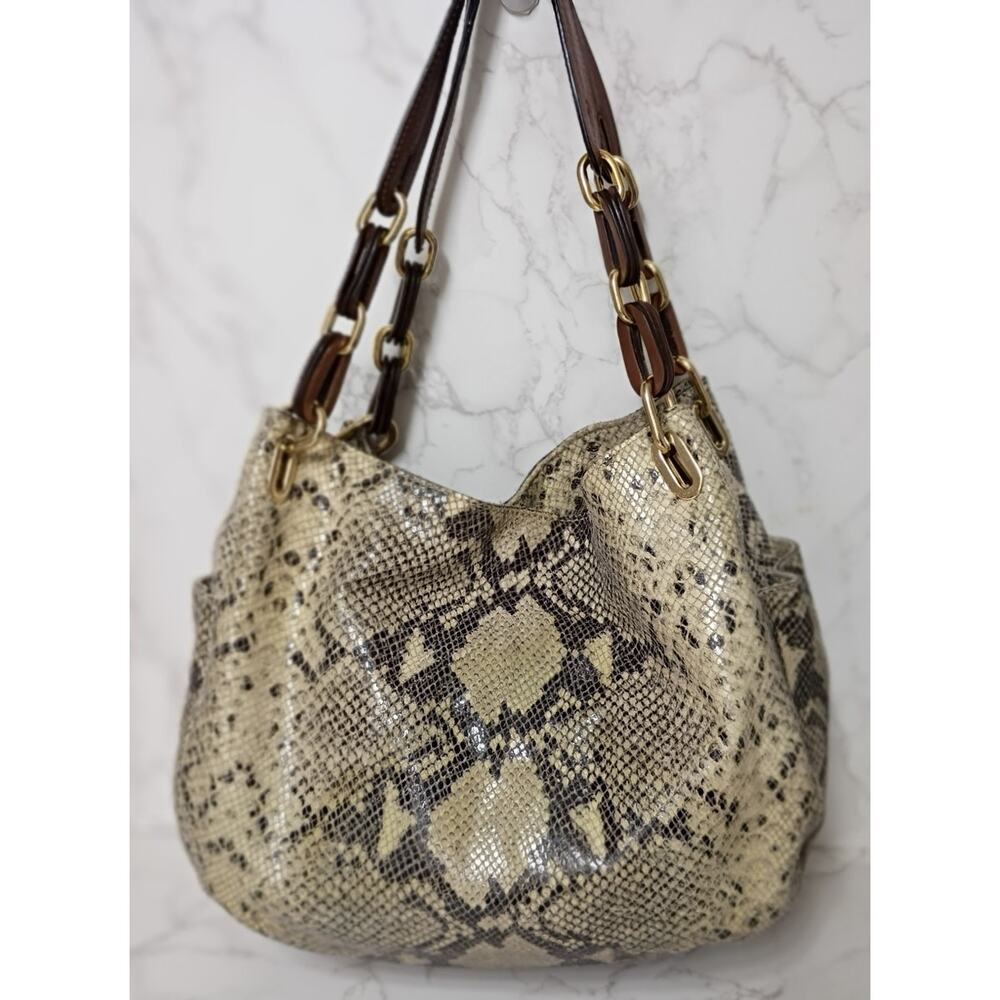 MICHAEL KORS Python Embossed Leather Shoulder Bag… - image 2